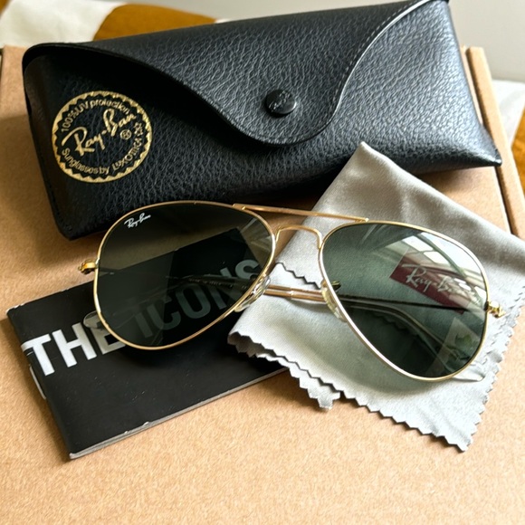 rb3025 aviator large metal w3234 5514 135 3n pre owned like  new - Picture 1 of 6